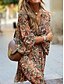 economico Abiti boho-Per donna Mini Abito Vestito Casual Abito a trapezio Abito Boho Vintage Etnico Casual Quotidiano Vestibilità regolare Floreale Manica Lunga Scollo a V Marrone Estate Primavera Autunno