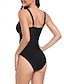 billiga One-piece-baddräkter-Dam Badkläder En bit Monokini Baddräkt Nät Öppen rygg Magkontroll Hög midja Smal Semester Standkläder Ensfärgat V-hals Ärmlös Baddräkter