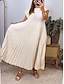 preiswerte Weiße Freizeitkleider-Damen Maxidress Casual kleid Feste Farbe Modisch Strassenmode Party B¨¹ro Täglich Gefaltet Ärmellos Rundhalsausschnitt Kleid Regular Fit Schwarz Gelb Beige Sommer S M L XL XXL