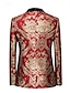 voordelige feest blazer-Voor heren Blazerjack Smoking Modieus Feest Luxe Bloemig Opdrukken Blazer Zwart goud Zwart rood Zwart &amp; Blauw Standaard pasvorm Single Breasted een knoops
