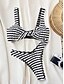 billige Bikinisæt-Dame Badetøj Bikini 2 stk Fræk badedragt Åben ryg Tynd Ferie Strand Tøj Stribe V-hals Uden ærmer Badedragter