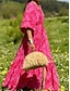 preiswerte Kleider für die Ferien-Damen Farbblock V-Ausschnitt Maxikleid 3/4 Ärmel Sommer Frühling