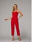 abordables ROUGE-Combinaisons Robe de Soirée Élégante Robe Invité de Mariage Longueur de Sol Sans Manches Coeur Satin avec Nœud(x) Jupe Overskirt