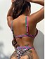 billiga Bikiniset-Dam Badkläder Bikini 2 st Kaxig Baddräkt Öppen rygg Smal Semester Standkläder Leopard V-hals Ärmlös Baddräkter
