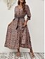 preiswerte Ausgefallene Kleider-Damen Maxidress Casual kleid Schaukelkleid A Linie Kleid Boho-Kleid Brautkleider schlicht Täglich Regular Fit Blumen Paisley-Muster Halbe Ärmel V Ausschnitt Blau Braun Sommer Frühling Herbst