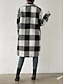 billige Vinterjakker-Dame Fleece-jakke Teddyfrakk Hold Varm Pustende Lomme Fleece Lined Fritid Ruter Feriereise Gate Dagligdagstøy Ut på byen Enkeltkneppet Lang Aftæpning Normal Langermet Yttertøy Svart Blå Aprikos Høst