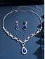 abordables Collier pour femme-ensemble de bijoux en cristal en forme de larme verte - collier et boucles d&#039;oreilles avec accents de strass pour femme, parfait pour les mariages et les événements formels