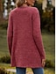 baratos jaquetas casuais-Casacos texturizados femininos, cardigan casual, cor sólida, liso, canelado, assimétrico, decote em V, bolsos, botões, torcido, manga comprida, regular, tops, malha, diário, vinho, verde exército, primavera, outono