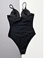 billiga One-piece-baddräkter-Dam Badkläder En bit Monokini Baddräkt Nät Öppen rygg Magkontroll Hög midja Smal Semester Standkläder Ensfärgat Halterneck Ärmlös Baddräkter