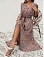 preiswerte Ausgefallene Kleider-Damen Maxidress Casual kleid Schaukelkleid A Linie Kleid Boho-Kleid Brautkleider schlicht Täglich Regular Fit Blumen Paisley-Muster Halbe Ärmel V Ausschnitt Blau Braun Sommer Frühling Herbst