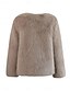 billige Pels &amp; Lær-Dame Vinterfrakk Hold Varm Pustende Lapper Elegant Mote Helfarge Fest Cardigan Crewneck Normal Langermet Yttertøy Svart Hvit Kakifarget Høst Vinter
