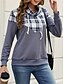 billiga Grafisk butik Sweatshirts &amp; Huvtröjor-dam sweatshirt ledig rutig street dailywear cow neck print långärmad rosa grön mörkgrå höst vinter