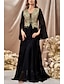 cheap Evening Dresses-A-Line Evening Gown Elegant Dress Wedding Christmas Sweep / Brush Train Long Sleeve V Neck Chiffon with Glitter 2024