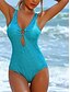 baratos Fatos de Banho 1 Peça-Mulheres Roupa de Banho Uma pedaço Monoquíni roupa de banho Frente Única Compressão abdominal Cintura Alta Delgado Férias Roupa de Praia Côr Sólida Decote em V-wire Sem Manga Fatos de banho