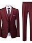 preiswerte Semi-formelle Anzüge-Herren Hochzeit Party-Abendmode Anzüge Schwarz Braun Geschäftlich Formell Einfarbig Standard Passform 3-teilig Einreihige Zwei-Knopf-Jacke