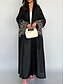 preiswerte Strickjacken und Oberbekleidung-Damen Freizeitjacke Freizeitskleidung Sommer Frühling Herbst Maxi Mantel Regular Fit Atmungsaktiv Künstlerisch / Retro Brautkleider schlicht Jacken Langarm Blumen Bestickt Schwarz Grün