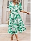 cheap Casual Dresses-Women&#039;s Polyester Floral V Neck Maxi Dress Short Sleeve Summer Spring