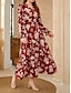 cheap Casual Dresses-Women&#039;s Polyester Floral V Neck Maxi Dress Long Sleeve Summer Spring