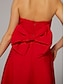 abordables ROUGE-Combinaisons Robe de Soirée Élégante Robe Invité de Mariage Longueur de Sol Sans Manches Coeur Satin avec Nœud(x) Jupe Overskirt