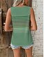 tanie Tank topy i topy na ramiączkach damskie-Koszulka na ramiączkach dla kobiet kamizelka modny streetwear w paski nadruk bez rękawów regularne topy dekolt okrągły casual zielona letnia