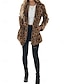 billiga Pälsar och Läder-Dam Vinterkappa Håller värmen Andningsfunktion Lappverk Med fickor Vintage Mode Leopard Fest / afton Öppen front Lång Nedvikt Normal Långärmad Ytterkläder Leopard Höst Vinter