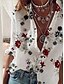 preiswerte Damen Grafik Tops-Damen Hemd Bluse Blumen Basic Brautkleider schlicht Langarm Hemdkragen Normale Oberteile Täglich Knopf Bedruckt Weiß Herbst Winter