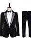 abordables Fiesta de cena-De los hombres Ropa de fiesta de noche Fiesta de baile Trajes Solapa de Muesca Negro Navidad Moda Retazos Estándar Juego de 2 piezas Recto 1 botón