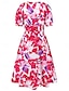 cheap Casual Dresses-Women&#039;s Polyester Floral V Neck Maxi Dress Short Sleeve Summer Spring