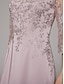 cheap Mom&#039;s Dresses-Sheath Dress Mother of the Bride Dress Elegant Bateau Neck Floor Length Satin 3/4 Length Sleeve with Lace Appliques 2024