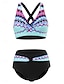 baratos Conjuntos de Bikini-Mulheres Roupa de Banho Biquíni 2 partes Slip roupa de banho Frente Única Delgado Férias Roupa de Praia Geométrica Halter pescoço Sem Manga Fatos de banho