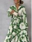 economico Abiti casual floreali-abito lungo da donna con scollo a V floreale e maniche lunghe estate primavera