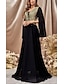 cheap Evening Dresses-A-Line Evening Gown Elegant Dress Wedding Christmas Sweep / Brush Train Long Sleeve V Neck Chiffon with Glitter 2024