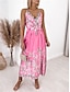 cheap Casual Dresses-Women&#039;s Polyester Floral V Neck Midi Dress Sleeveless Summer Spring