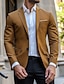 baratos Blazer-Homens Jaqueta Blazer Casaco esportivo Colar de entalhe Casual Cor Sólida Blazer Azul Marinha Marron Cinzento Claro Padrão Dois botões de peito simples