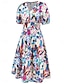 cheap Casual Dresses-Women&#039;s Polyester Floral V Neck Maxi Dress Short Sleeve Summer Spring