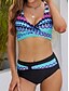 baratos Conjuntos de Bikini-Mulheres Roupa de Banho Biquíni 2 partes Slip roupa de banho Frente Única Delgado Férias Roupa de Praia Geométrica Halter pescoço Sem Manga Fatos de banho