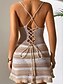 baratos Swimdresses-Maiôs Femininos Vestidos de Banho Cobertura Maiô Babados Sem Costas Roupas de Praia de Férias Cor Bloqueada Sem Mangas
