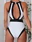 billiga One-piece-baddräkter-Dam Badkläder En bit Monokini Baddräkt Öppen rygg Magkontroll Hög midja Smal Semester Standkläder Ensfärgat Halterneck Ärmlös Baddräkter