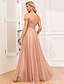 economico Abiti da sposa-Abiti da Ospite di Matrimonio A-Line Abito Elegante per Ospiti di Matrimonio Prom a Lunghezza Completa Senza Maniche Scollo a V Convertibile in Tulle Schiena a V con Ricamo di Paillettes