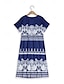 baratos Vestidos Boho-Vestido Midi Feminino Vestido Casual Verão Estampa Floral Decote V Elegante Rua Férias Manga Curta Verão
