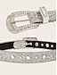 billige Damebelte-rhinestone-utsmykket westernbelte med glitrende spenne, justerbart motebelte for jeans, fester og fritidsklær