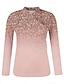 economico Maglietta Arte &amp; Design-Per donna maglietta Ambra Informale Manica lunga A V Collo alto Top regolari Da mare Giornaliero Stampa Asimmetrico Argento Nero Rosa Primavera &amp; Autunno