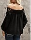 voordelige Kant Tops-Dames Witte Elegante Kant Tops Eyelet Sexy Blouse Casual Effen Kleur Regular Tops Lange Mouw Off Shoulder Kant Rugloos Patchwork Regular Fit Dagelijks Romantische Petite Tops Zomer Vakantie Kleding