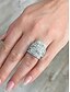 abordables Anillos de mujer-Anillo de diamantes simulados de corte cuadrado de lujo con diseño de múltiples capas: joyería llamativa para mujeres, perfecta para bodas, compromisos y ocasiones especiales