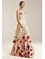 billige Ballkjoler-A-linje promkjoler strandbryllup elegant kjole formell bryllup gulvlengde ermeless spaghetti stropp med blomstertrykk broderi
