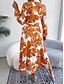 preiswerte Kleider für die Ferien-Damen Maxidress blusenkleid Casual kleid A Linie Kleid Stilvoll Brautkleider schlicht Urlaub Täglich Regular Fit Blumen Langarm Hemdkragen Blau Orange Frühling Herbst
