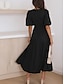 preiswerte Weiße Freizeitkleider-Damen Casual kleid Maxidress Rüschen Brautkleider schlicht V Ausschnitt Kurzarm Schwarz Weiß Fuchsie Farbe