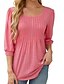 preiswerte Damen Einfache Oberteile-Damen Hemd Bluse Feste Farbe Basic Brautkleider schlicht 3/4 Ärmel Rundhalsausschnitt Normale Oberteile Täglich Rüschen Schwarz Weiß Rosa Sommer Frühling