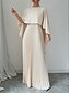 abordables Vestidos Ceremonia-Mujer Vestido maxi Vestido informal Vestido de una línea Elegante Básico Casual Vacaciones Diario Ajuste regular Plano Manga Larga Cuello Barco Negro Rojo Beige Verano Primavera