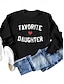 billige Blomstrete bluser-kvinners valentine morsom genser favoritt datter uformell bomull bokstav valentine's day street dailywear rund hals trykk langermet svart rosa khaki høst vinter